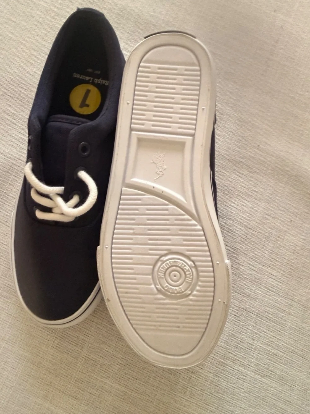 NEW Polo Ralph Lauren Kids Navy Canvas Sneakers Pony Size 1